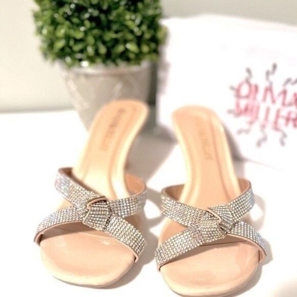Olivia Miller Womens Katie Kitten Heel Rhinestone Dress Sandals  SHOES 6 M - Picture 3 of 6